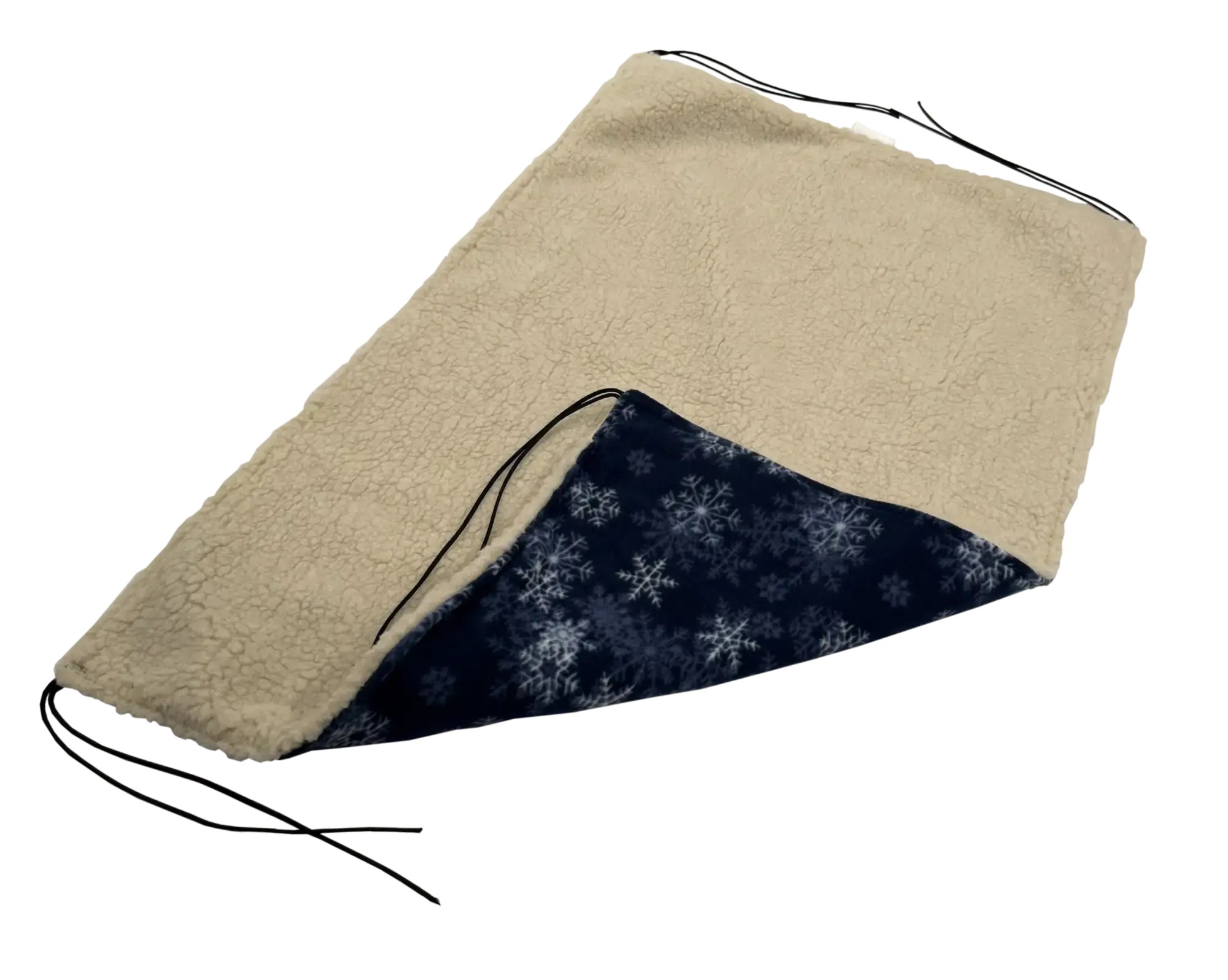 Photo of a GotchaBlanket with Blizzard fabric on one side and Cream fabric on the other.